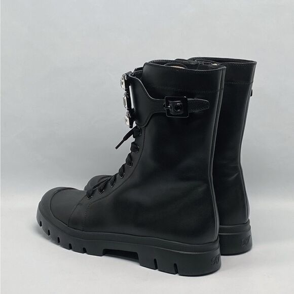 Roger Vivier Walkyviv Calfskin Crystal-Buckle Mid Boots size 41.5 - Picture 6 of 15